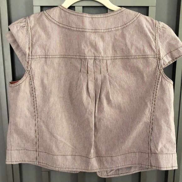LOFT maroon pinstriped Cap sleeve cropped jacket size M - Picture 3 of 6